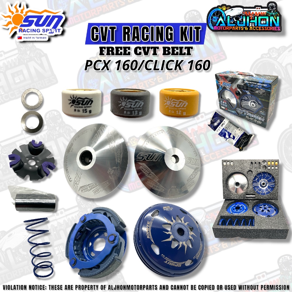 SUN RACING CVT KIT PCX160/CLICK 160 COMPLETE SET - FREE 1 CVT BELT ...