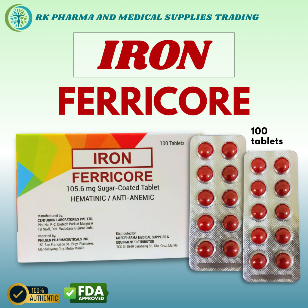 IRON FERRICORE 100 TABLETS [FDA APPROVED] | Shopee Philippines