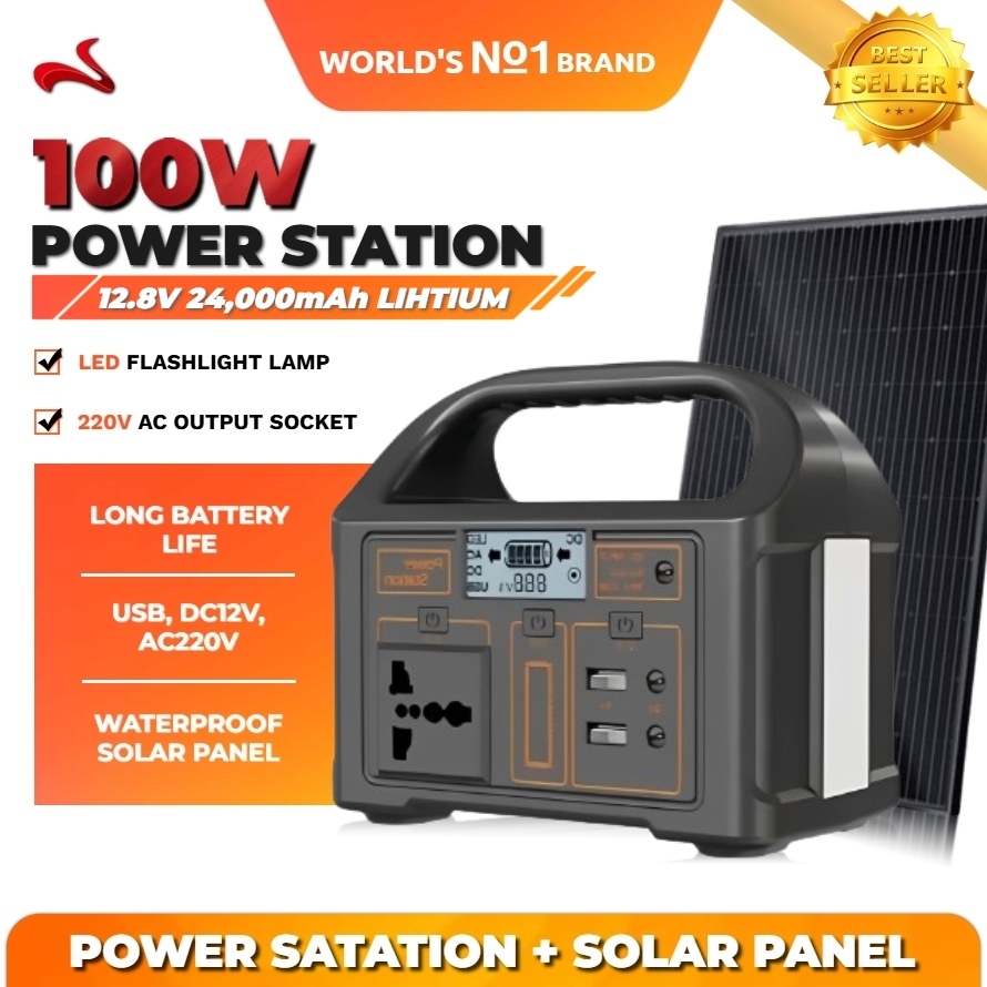 ☀️100W Power Station☀️Power 220V 24,000mAh Portable Big Capacity Solar ...