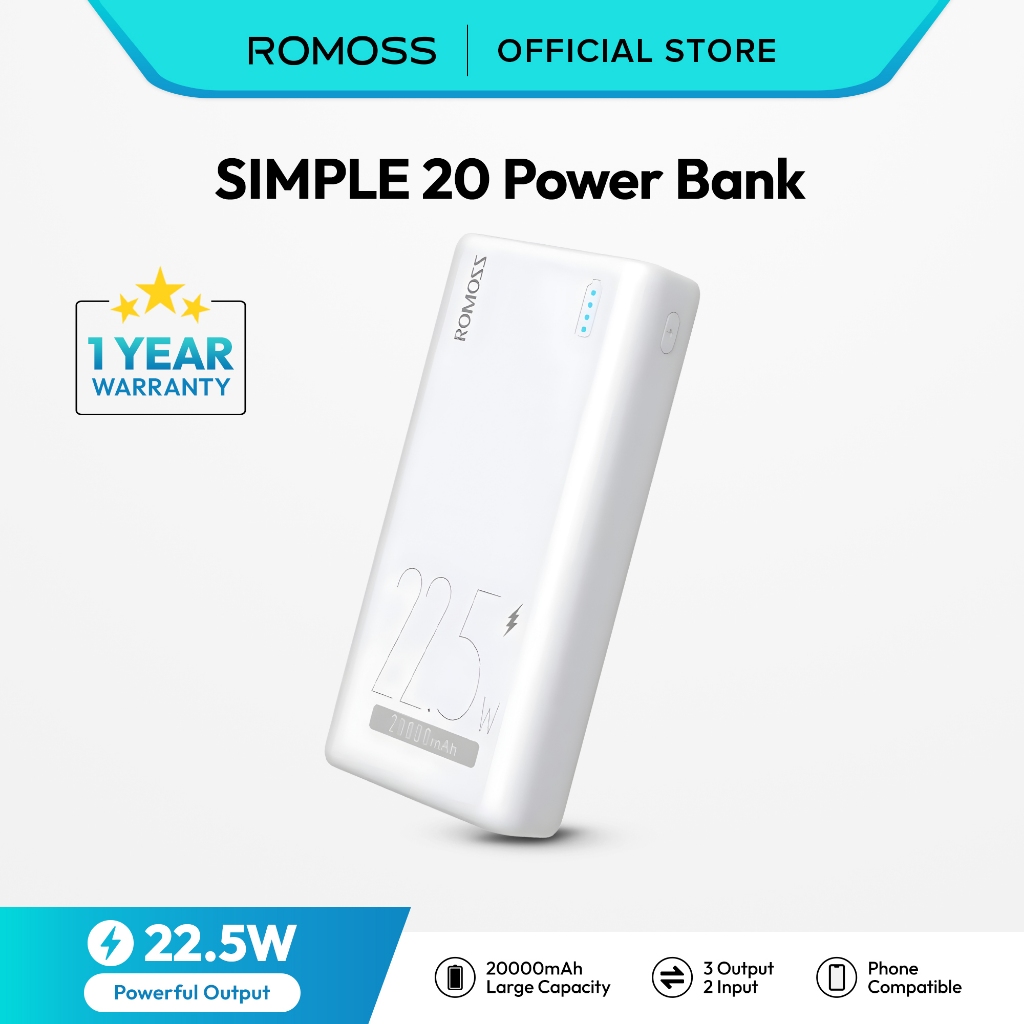 Romoss Simple 10/Simple 20 22.5W Fast Charging Portable Powerbank ...