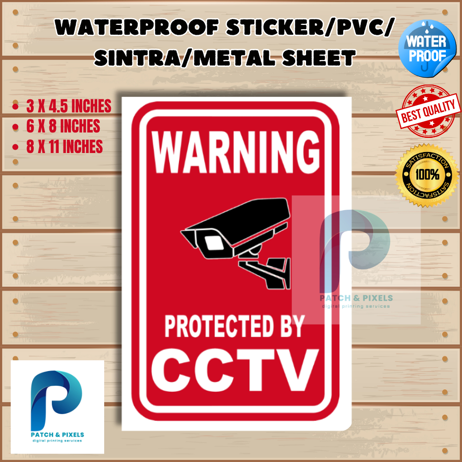 CCTV Sticker Waterproof Red 3 X 4.5 INCHES | Shopee Philippines