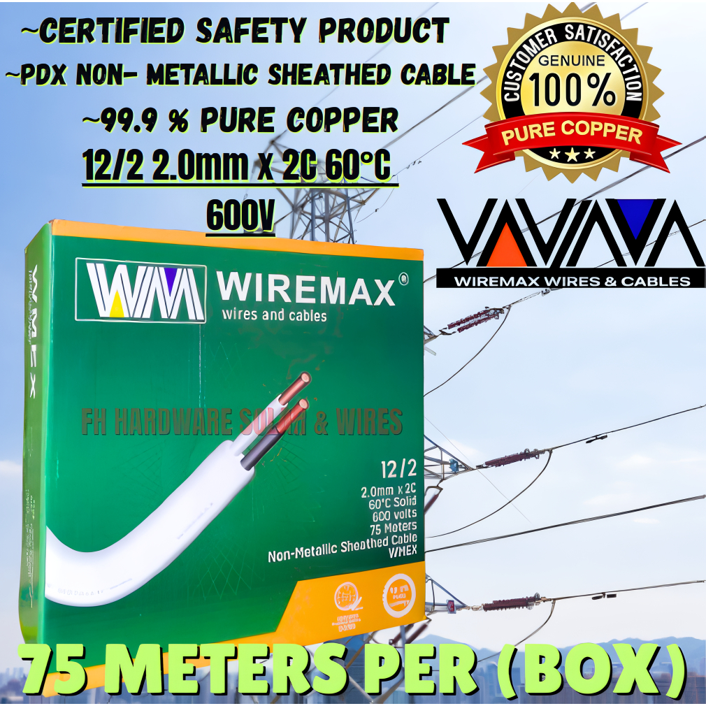 WIREMAX Wire PDX NON - METALLIC 12/2 (2.0mm/2C) PURE COPPER AFFORDABLE ...