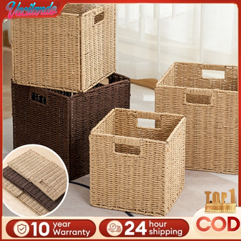 Straw Woven Foldable Paper Rope Woven Storage Toy Clothing Food Storage ...