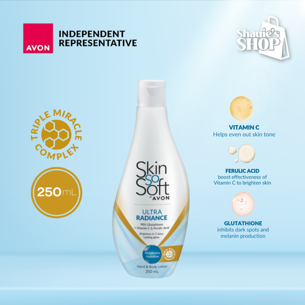 avon skin so soft glutathione lotion AVON Skin So Soft Ultra Radiance With 4x Glutathione Hand & Body Lotion  100ML-750ML