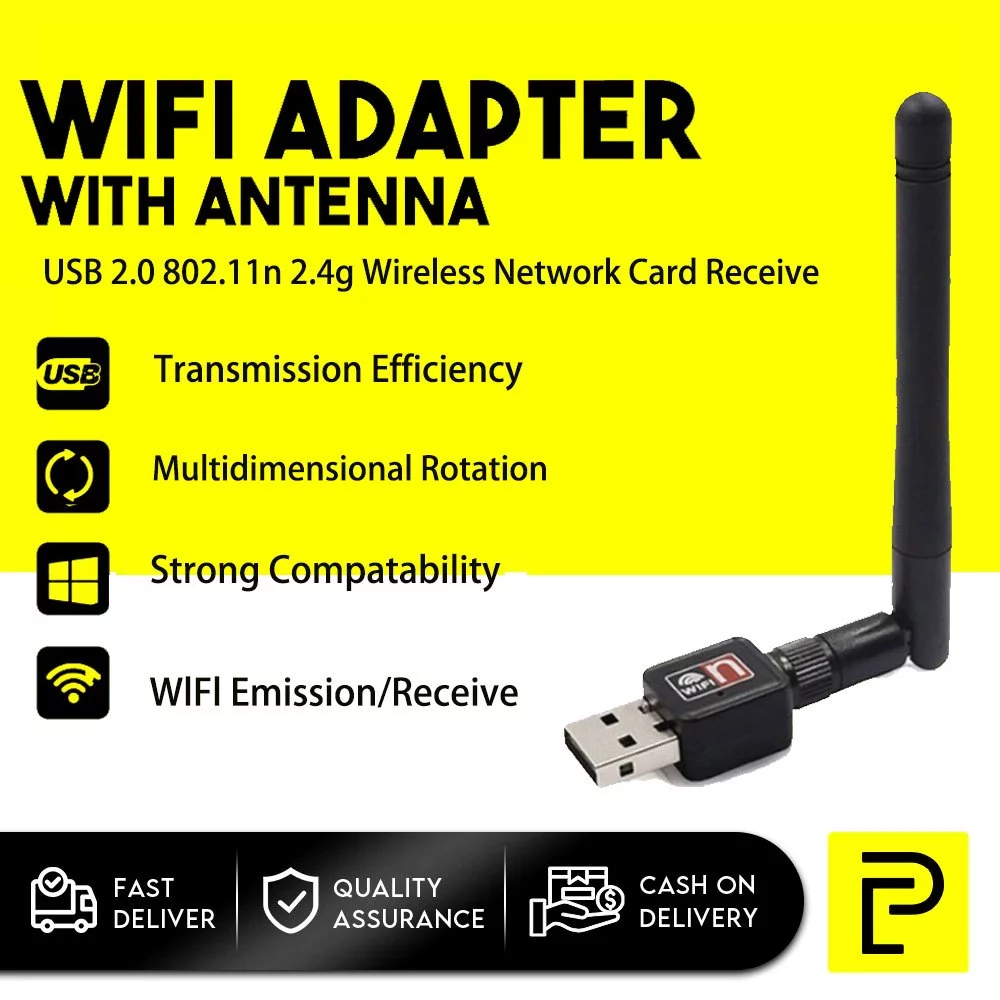 Popcorn Wi-Fi USB 2.0 Antenna Adapter Card Receiver 2.4G Wireless ...