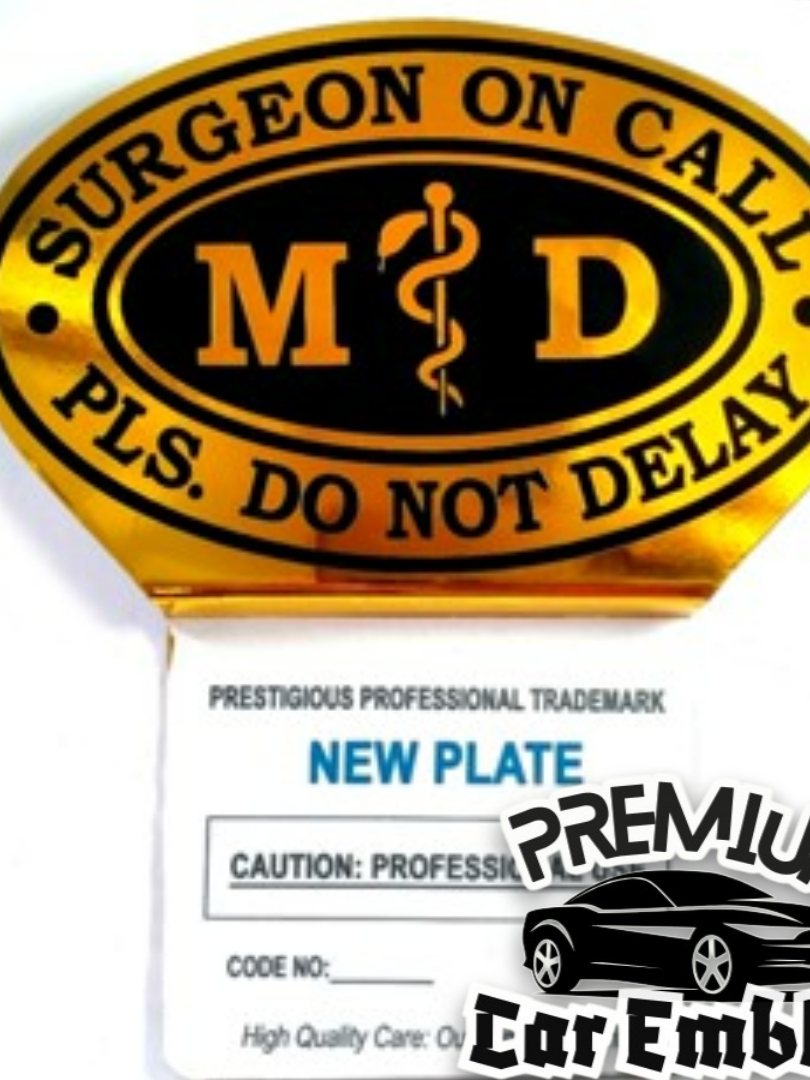 MD SURGEON ON CALL CAR EMBLEM Gold Background | Shopee Philippines