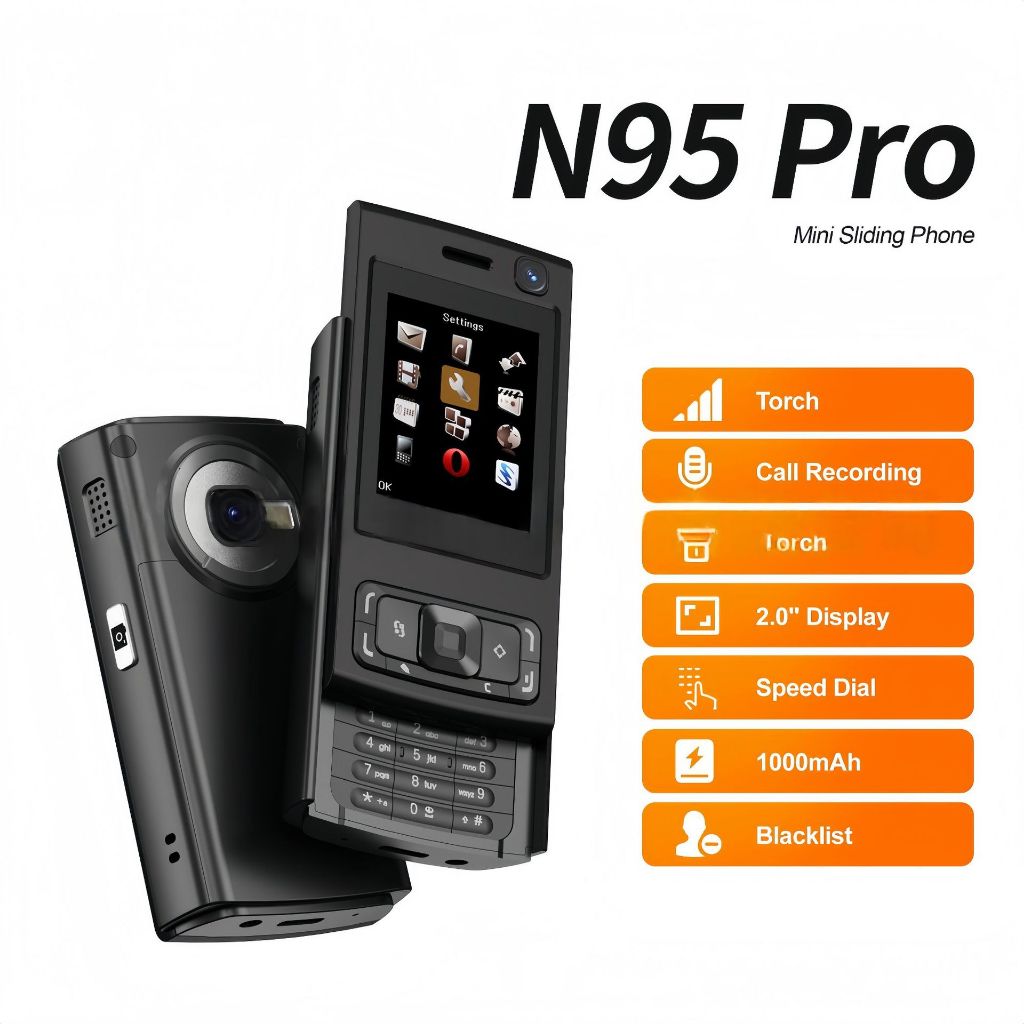 N95 PRO Slide Screen Mini Mobile Phone GSM Call Recording Torch MP3/MP4 ...
