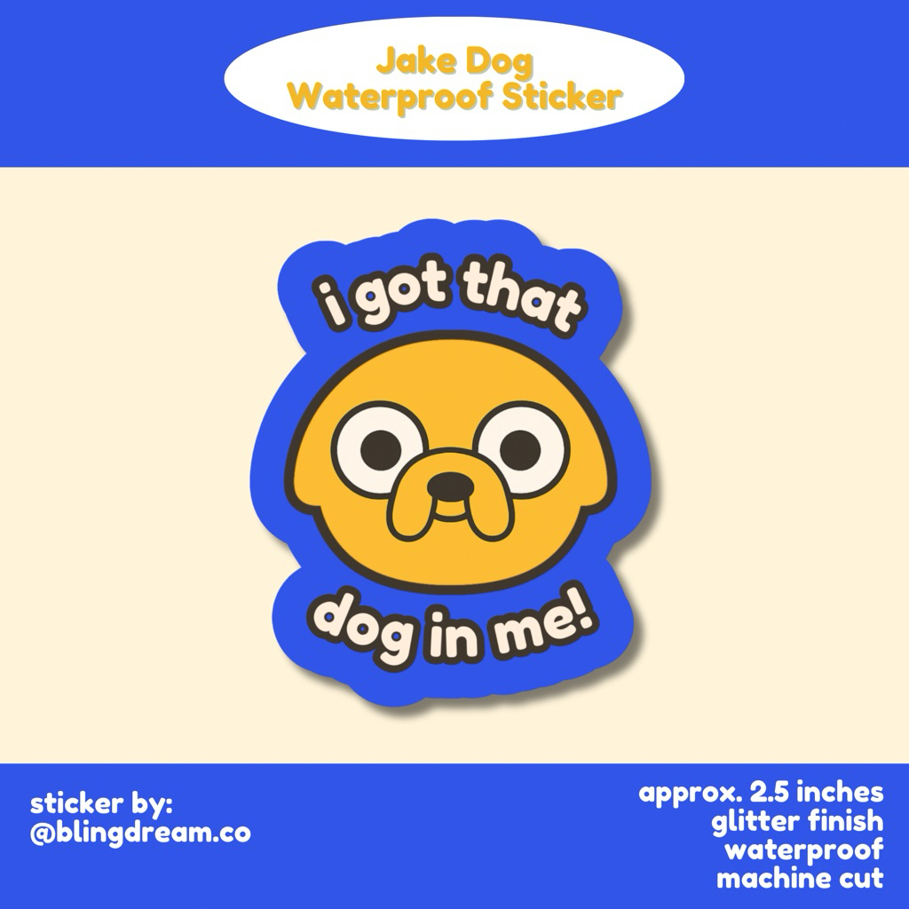 Adventure Time Jake Dog Waterproof Sticker | Funny Relatable Cartoon ...