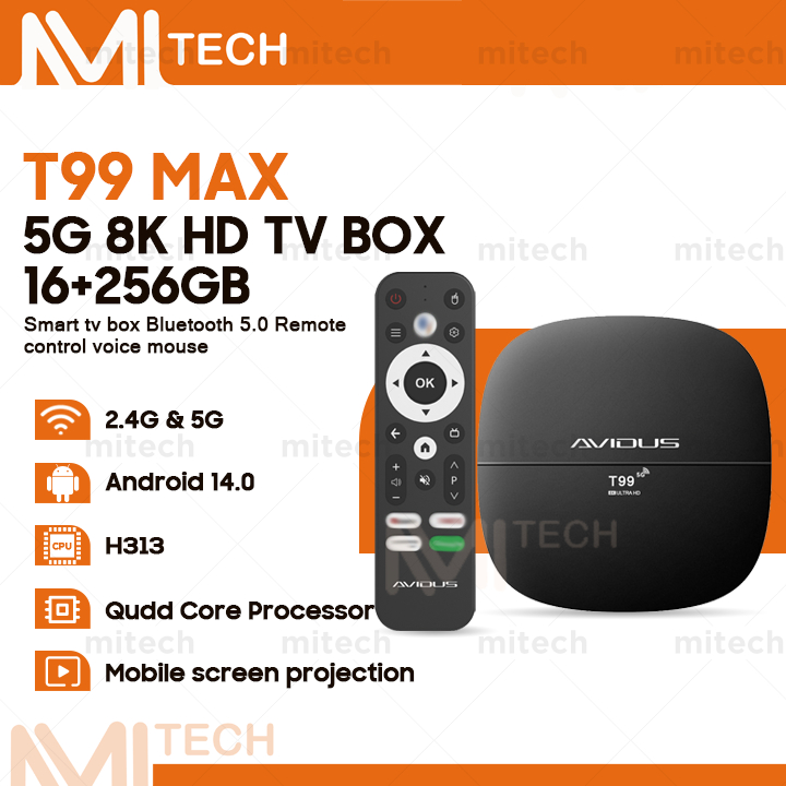 T99MAX ATV TV Box 8K HD 16+256GB 2.4G/5G Dual WiFi Android Allwinner ...