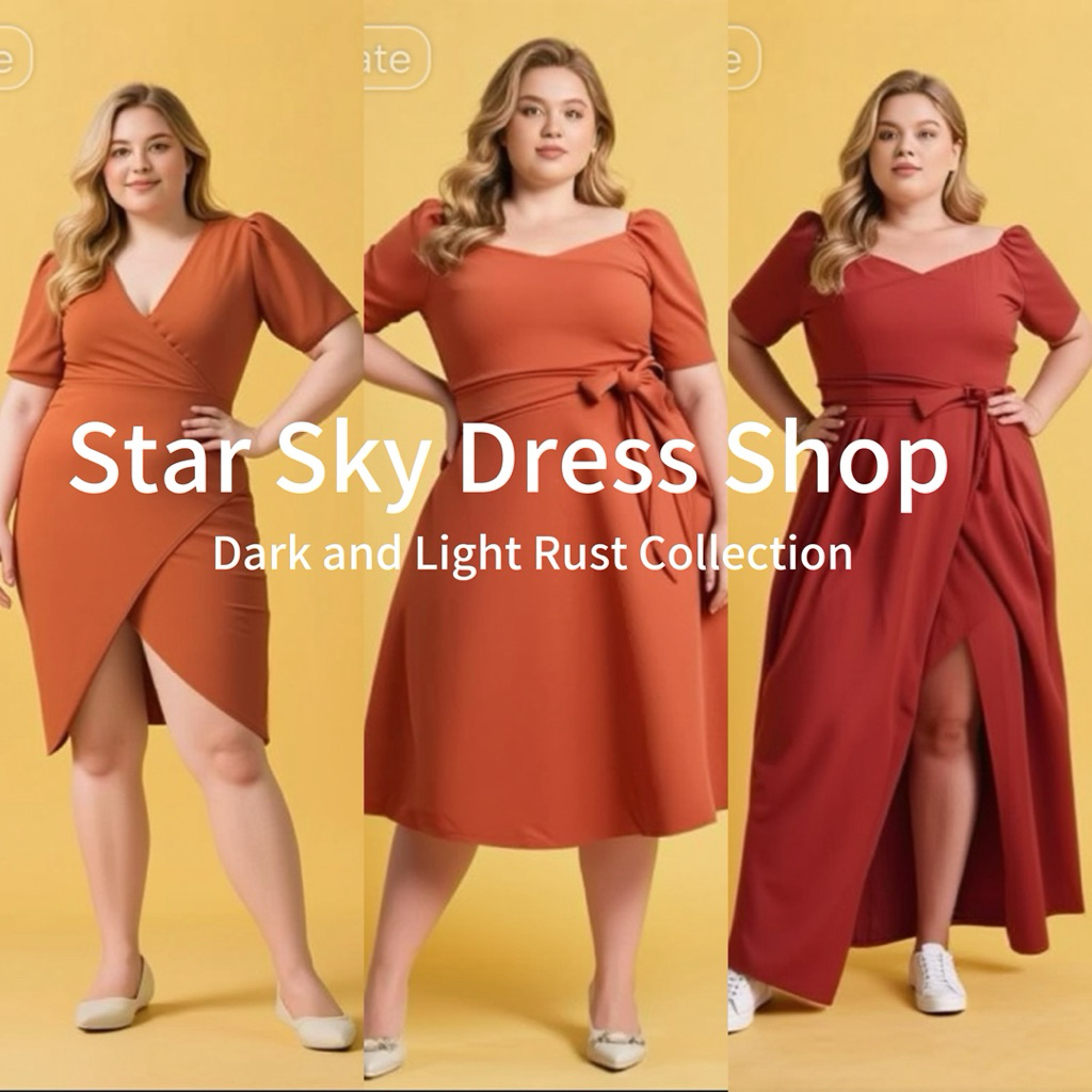 Rusty Orange Filipiniana Gowns Bridesmaid, Ninang, Wedding, Prom Graduation  dress plus size