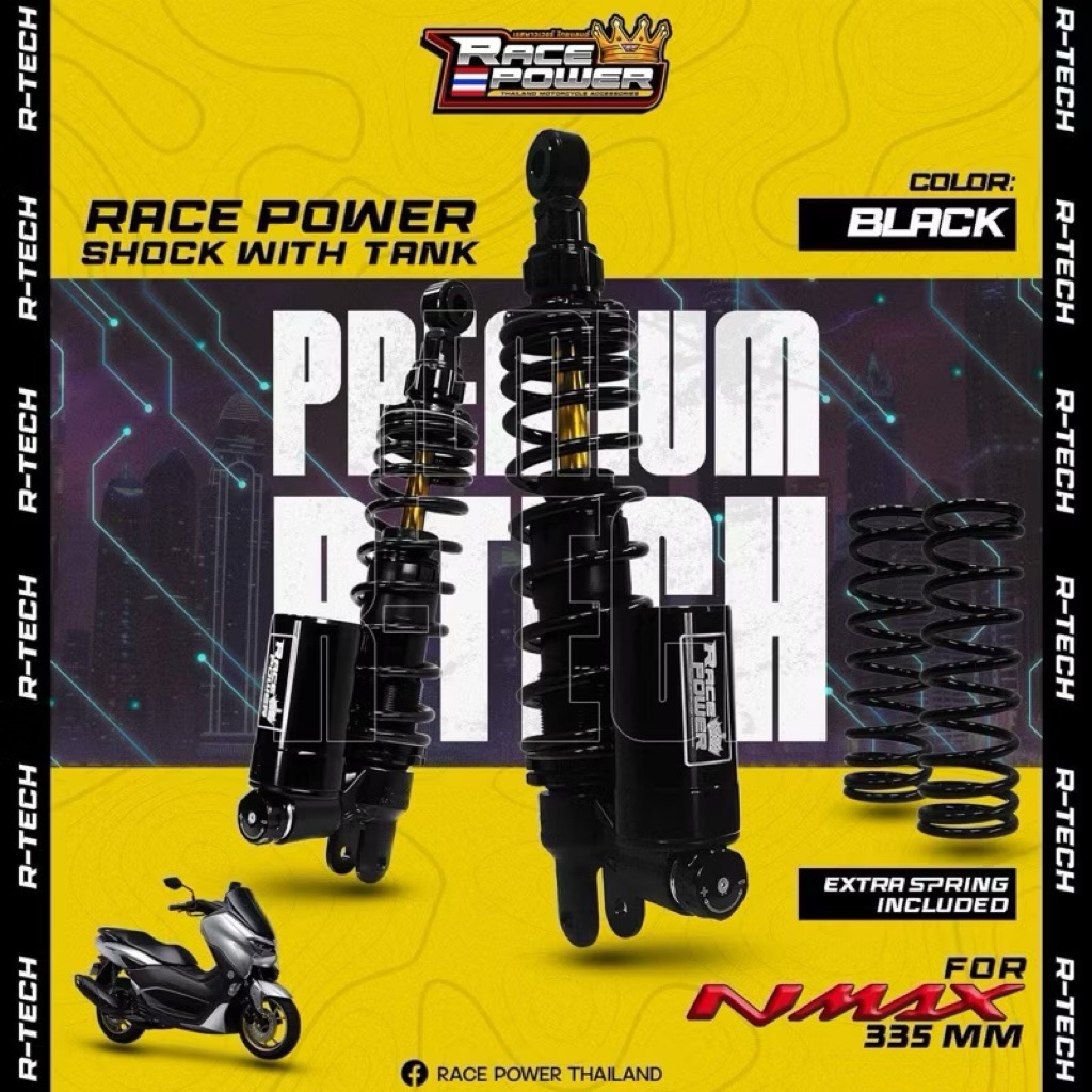 RACE POWER RTECH REARSHOCK NMAX/AEROX/PCX/ADV 305mm/335mm/365mm ...