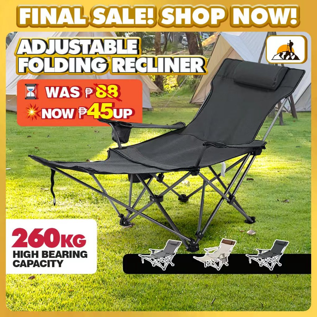 Outdoor Recliner Foldable Chair Camping Reclining Heavy Duty Folding ...