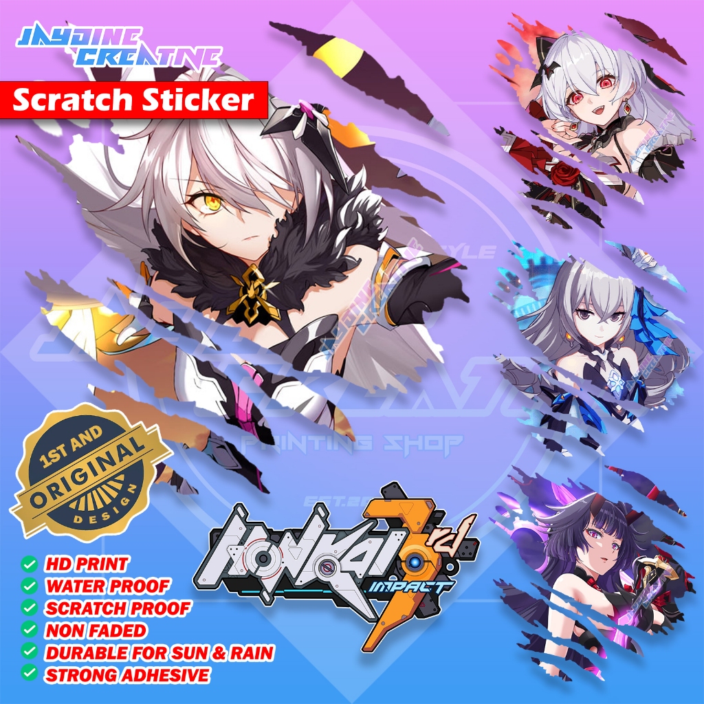 Honkai Impact 3rd Scratch Design Sticker, Indoor Outdoor Vinyl Sticker ...