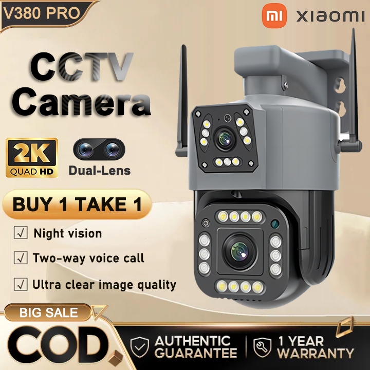 BUY 1 TAKE 1 V380 Pro CCTV Camera Dual Lens 360 Rotate Auto Tracking ...
