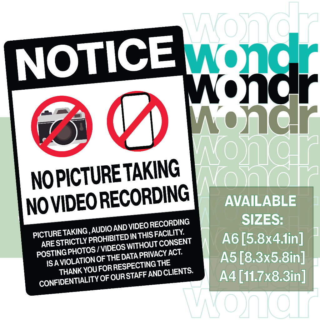 No Picture Taking and Video Recording Signs Safety and Privacy Signs ...