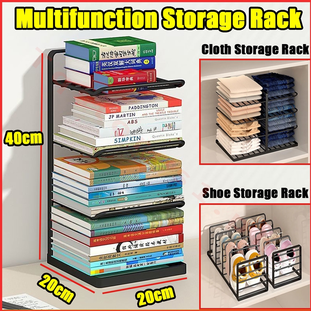 5Layers Multifunction Desktop Bookshelf Storage Rack Student Rack Shoe ...
