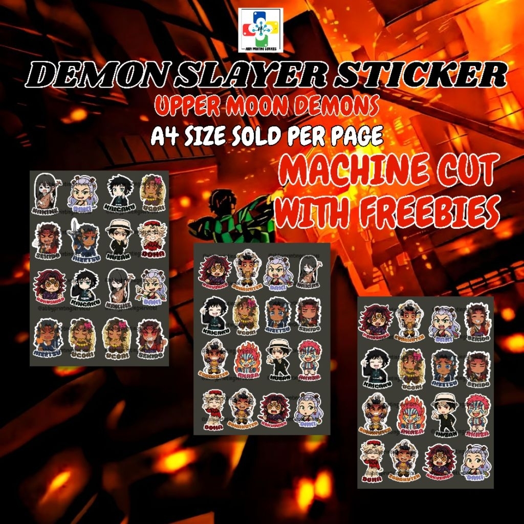 Upper Moon Demons of Demon Slayer Sticker Paper A4 size sold per pack ...