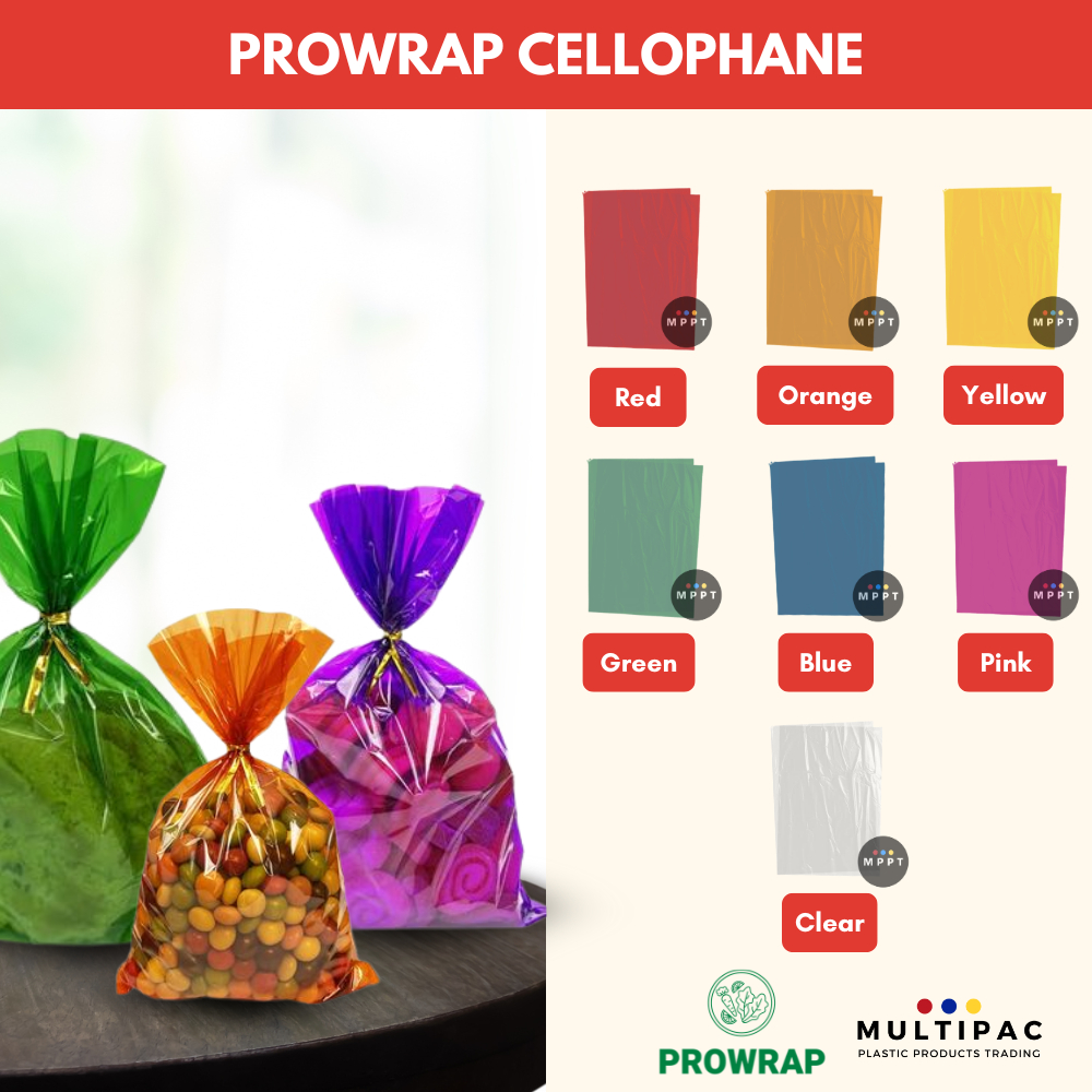 [10 PCS] - Prowrap Cellophane (Red, Orange, Yellow Green, Blue, Pink ...