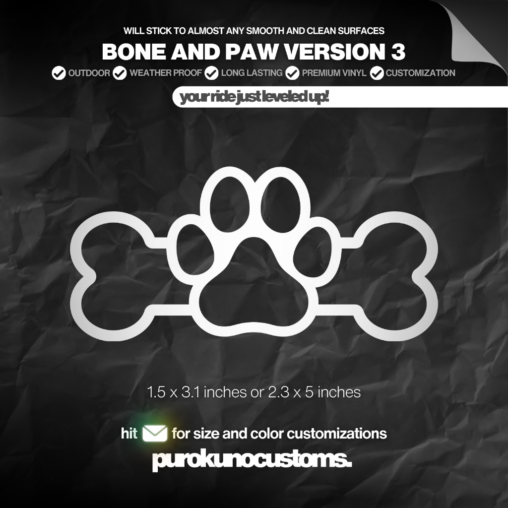 BONE AND PAW VERSION 3 Cutout Sticker Decal for Motorcycle, Car, and ...