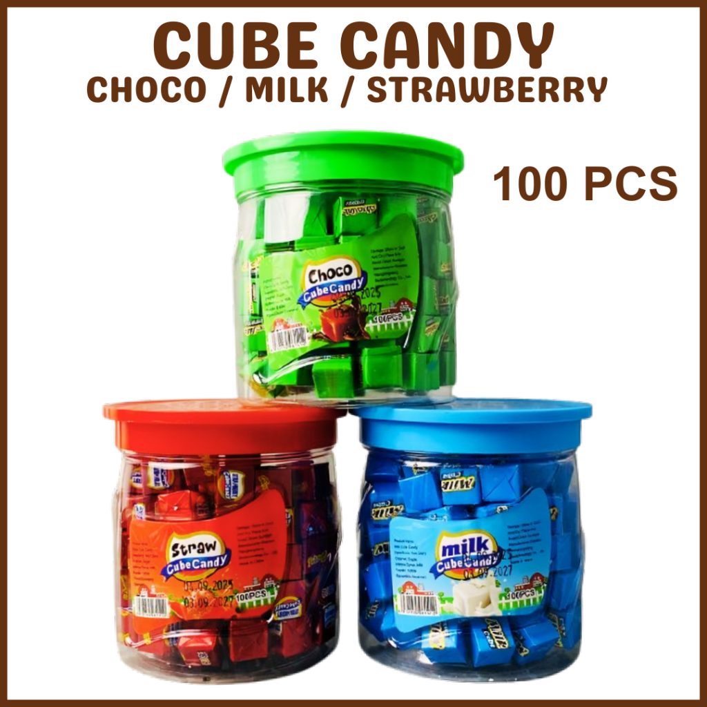 100 Pieces Cube Candy Choco/Milk/strawberry Rich Flavor Energy Dessert ...
