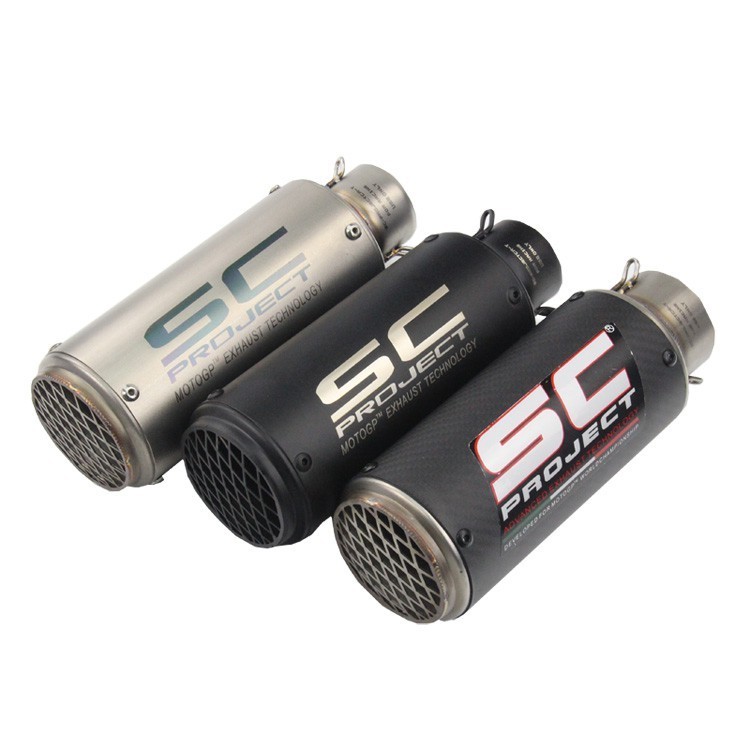 Real Carbon Fiber 51/60mm Inlet Unversal SC project Exhaust Muffler ...