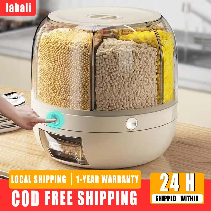 Multi-grid Rotatable Grain Storage Tank Household Kitchen Grain Bucket ...