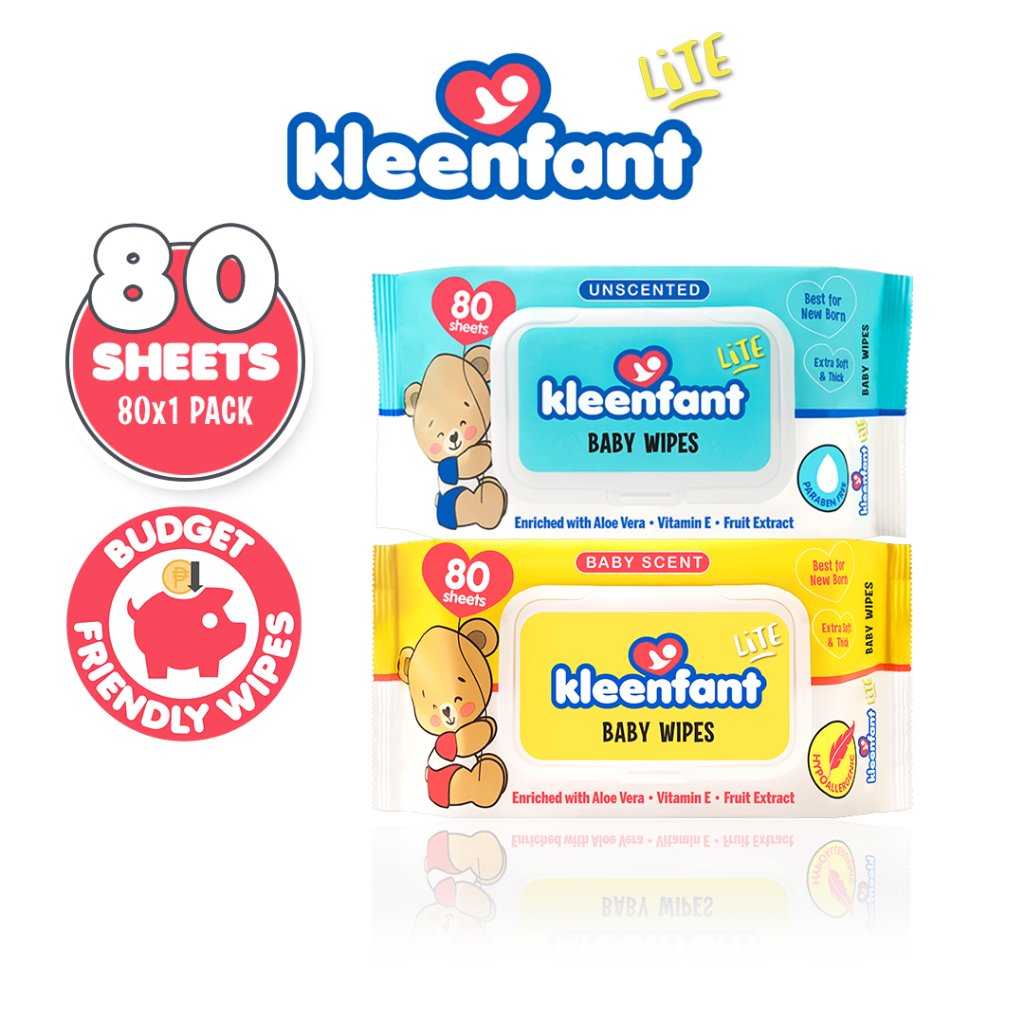 Kleenfant Lite Baby Wipes 80 Tender Sheets Pack of Newborn Wet