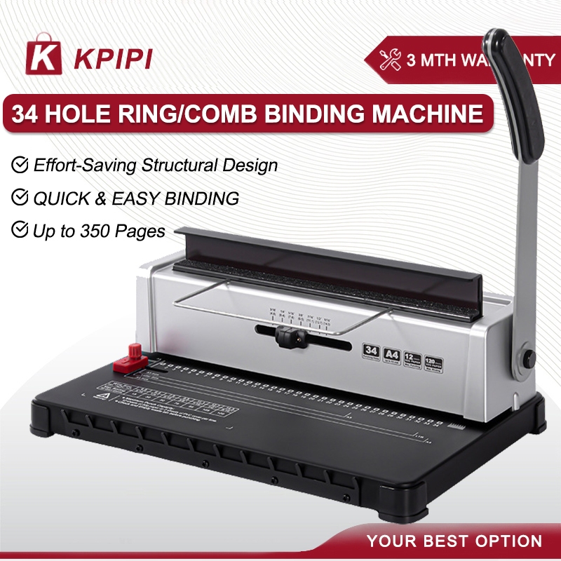 34 Hole/21 Hole Ring/Comb Binding Machine A3/A4 Size Office Heavy Duty ...