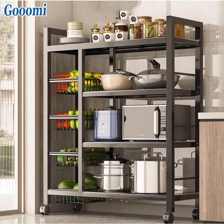 Kitchen Storage Rack Utility with vegetable Shelf BasketsMicrowave ...