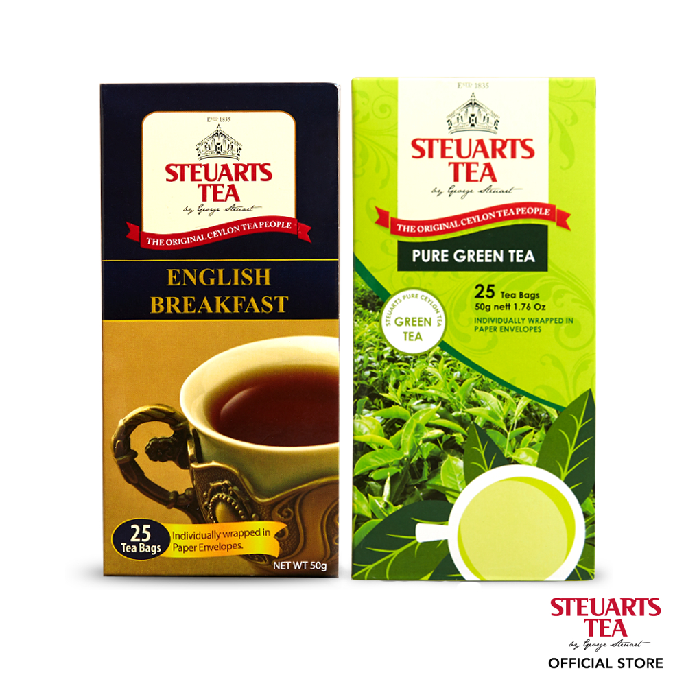 Steuarts Tea Classic Pair ( Pure green Tea & English Breakfast ...