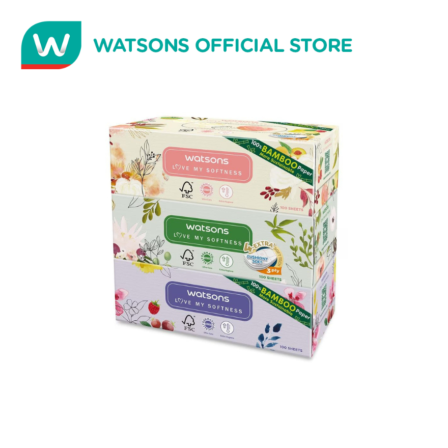 WATSONS Flower Tissue 100s 3ply - 3 boxes | Shopee Philippines