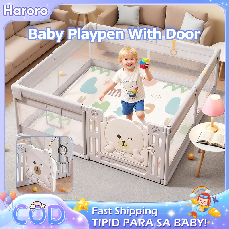 COD Baby Playpen With Door Playpen For Baby Safe&Sturdy Frame Toddler ...