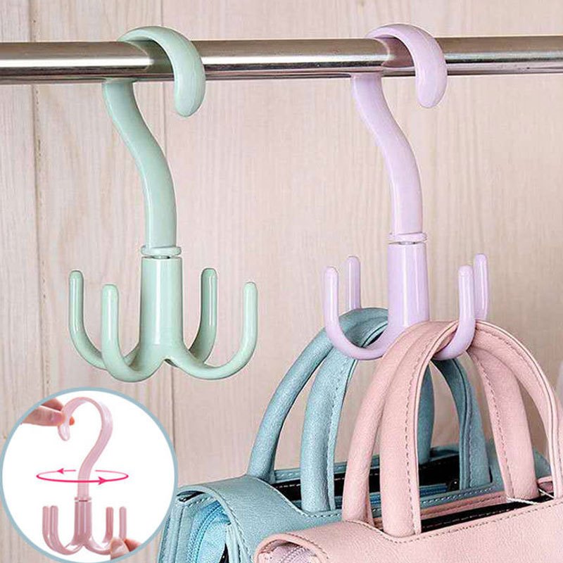 ⚡GB⚡Creative 4-Claw Rotate Hook Belt Tie Bag Scarf Closet Organizer ...