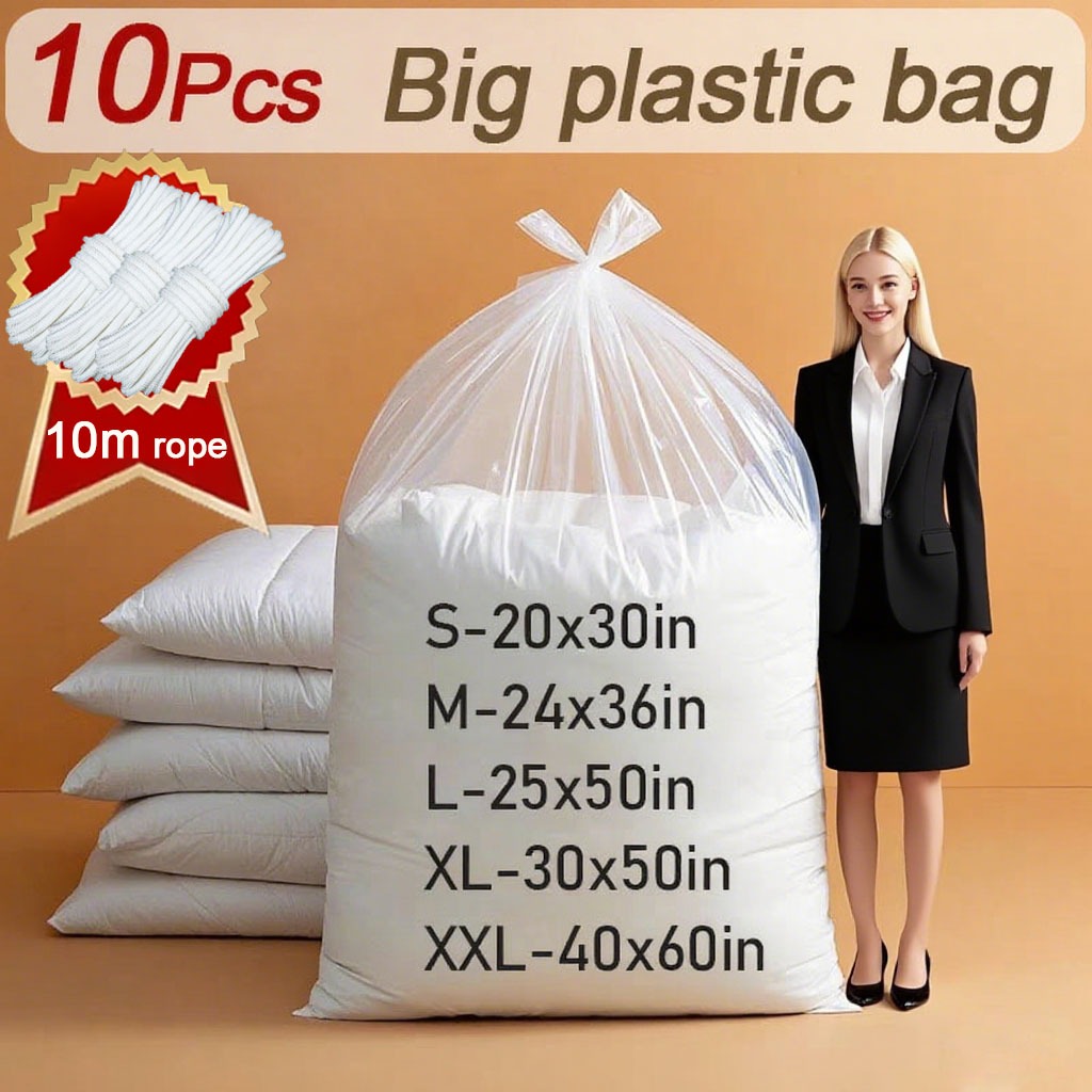 10Pcs PE Plastic bag big size Thickened Plastic bag transparent for ...