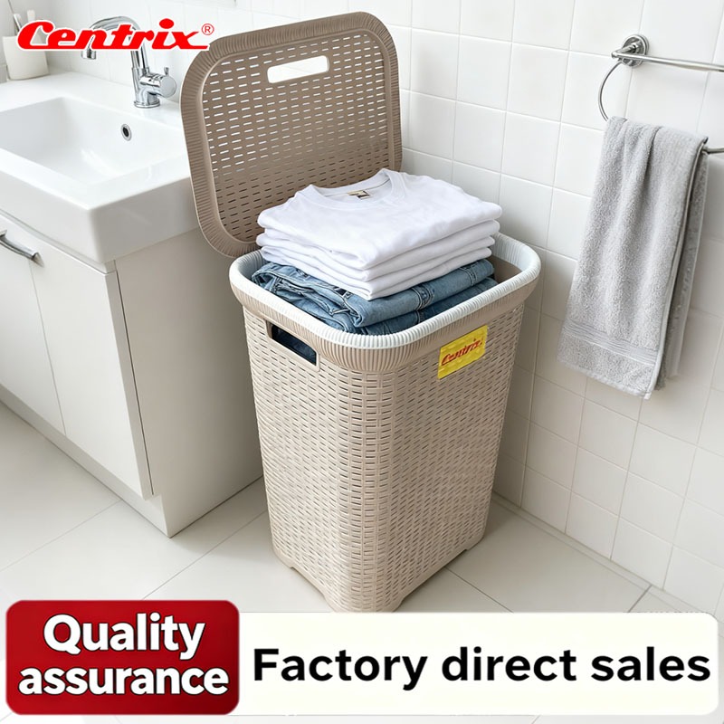 Centrix Rattan-like Laundry Basket - with 4 Wheels & Lid, Durable for ...