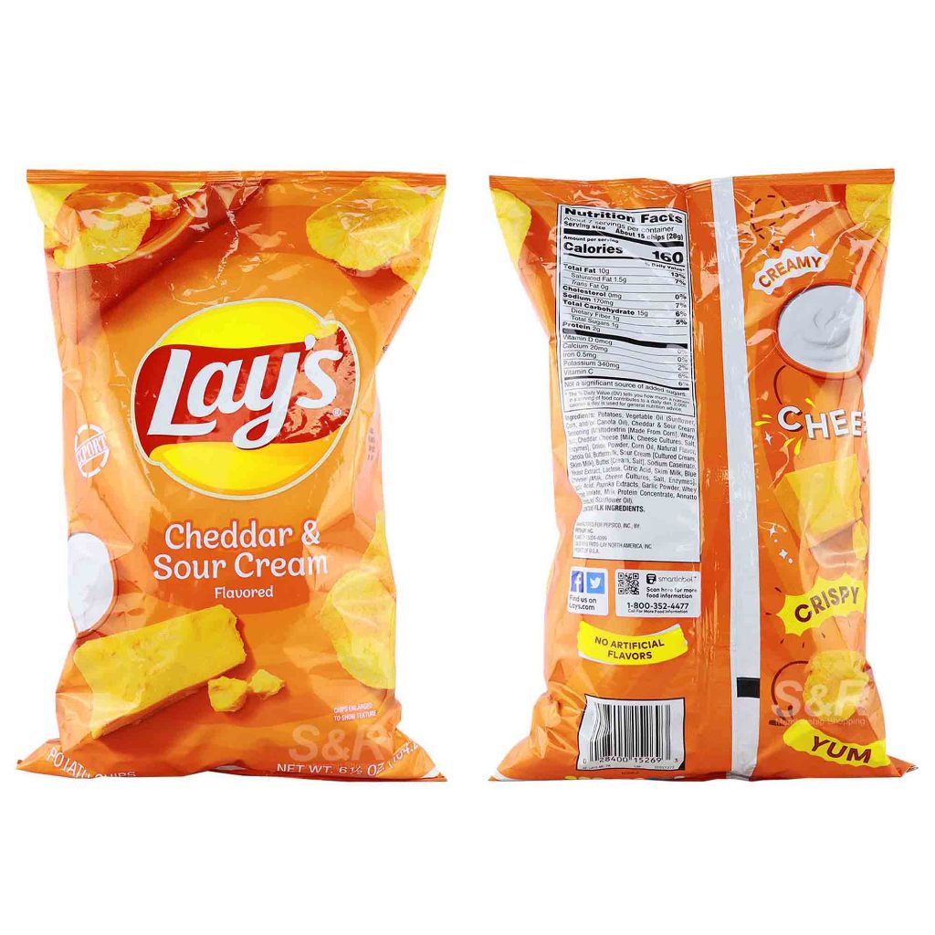Lays Potato Chips Cheddar and Sour Cream 184.2g | Shopee Philippines