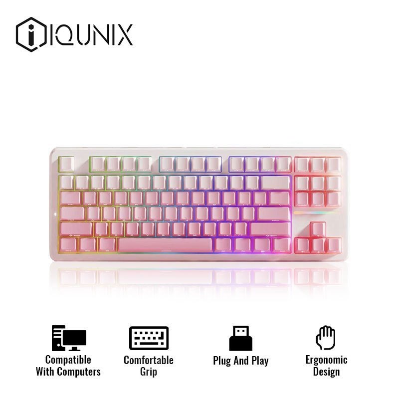 IQ A-87 RGB Mechanical Feel Keyboard Side Printed Keycaps With Stand ...