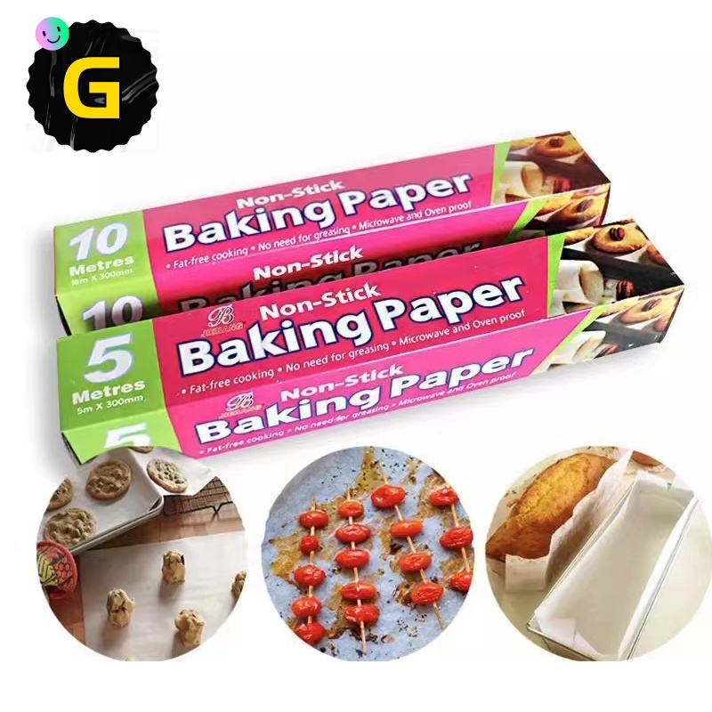 5/10M Greaseproof Oven Bakeware Baking Cooking Paper double-sided ...