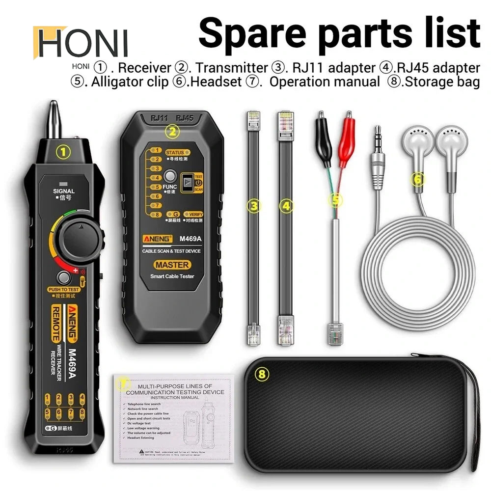 HONI Wire Tester Network Cable Tester RJ45 RJ11 LAN Cable Ethernet ...