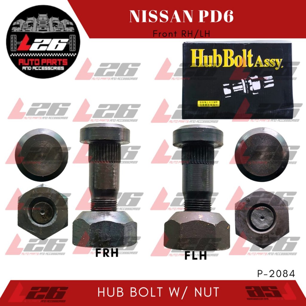 Nissan PD6 FRONT HUB BOLT WITH NUT STUD WHEEL HUB DRUM RH/LH P-2084 ...