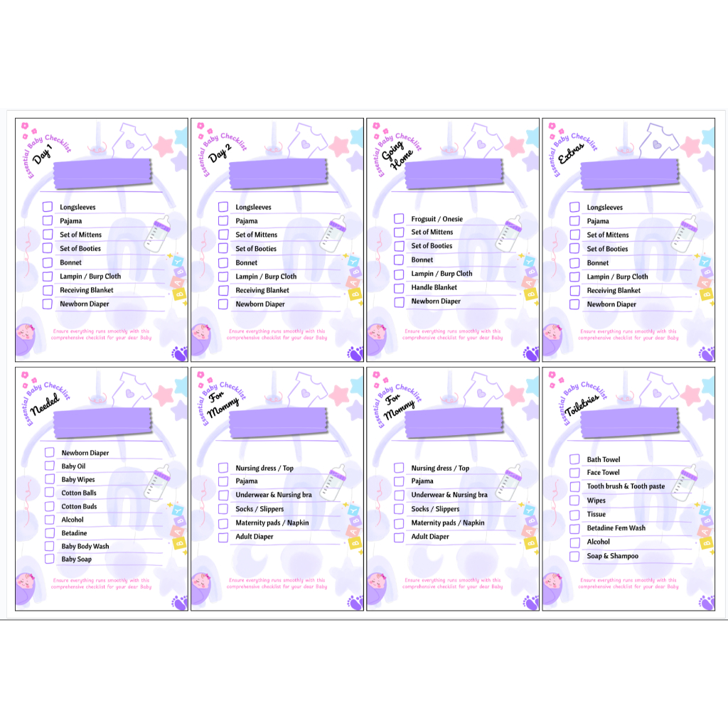 #114 - Hospital Bag Checklist Sticker for Ziplock (Blank Name) | Shopee ...