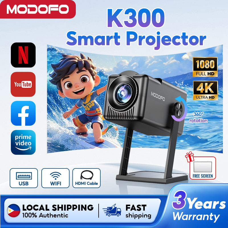 MODOFO K300 Smart Projector 1080P/ 4K Portable Auto Calibration WiFi ...