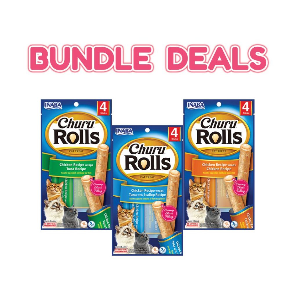 Inaba Churu Rolls Cat Treats 10g x 4 Sticks (Bundle of 6) | Shopee ...