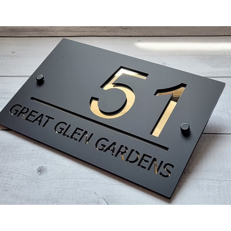 Laser Cut House Address House Number Plate Home Address Signage ...