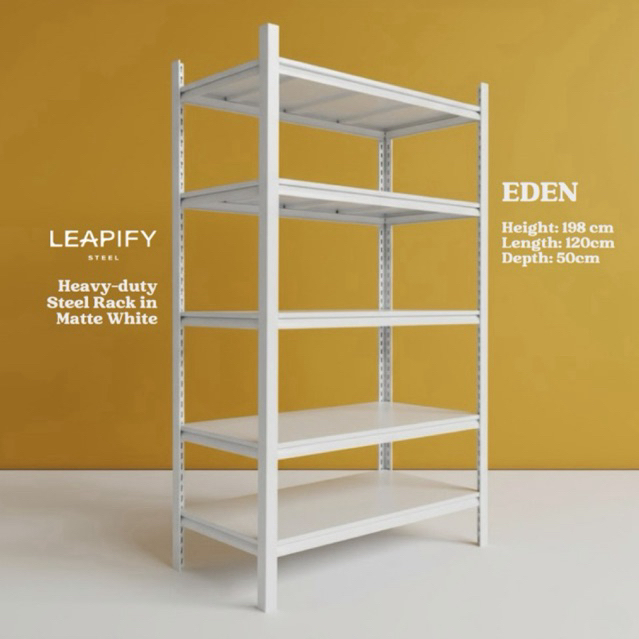 EDEN | Elegant Steel Rack with Steel Shelves in Matte White by Leapify ...