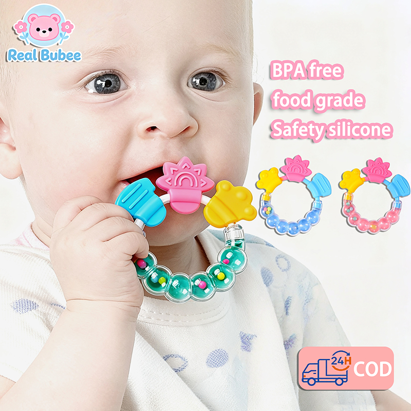 Real Bubee Baby Rattles Teether Toy Silicone Teeth Biting | Shopee ...