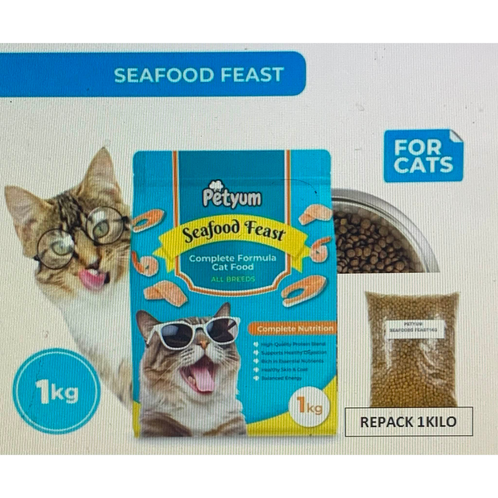 1kg Pet Yum Petyum Seafood Feast All Stages sold per kilo | Shopee ...