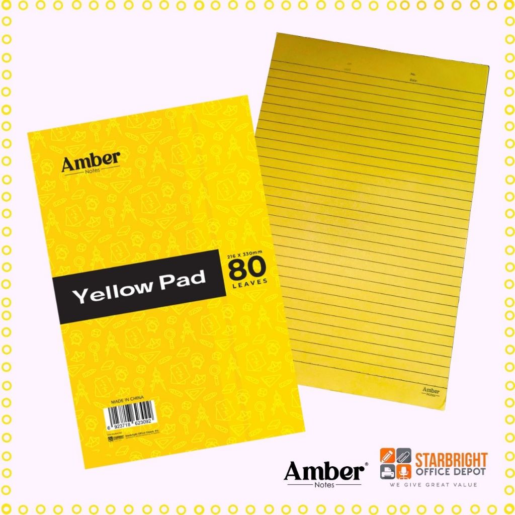AMBER Notes Yellow Pad 216mm x 330mm 80s | Shopee Philippines