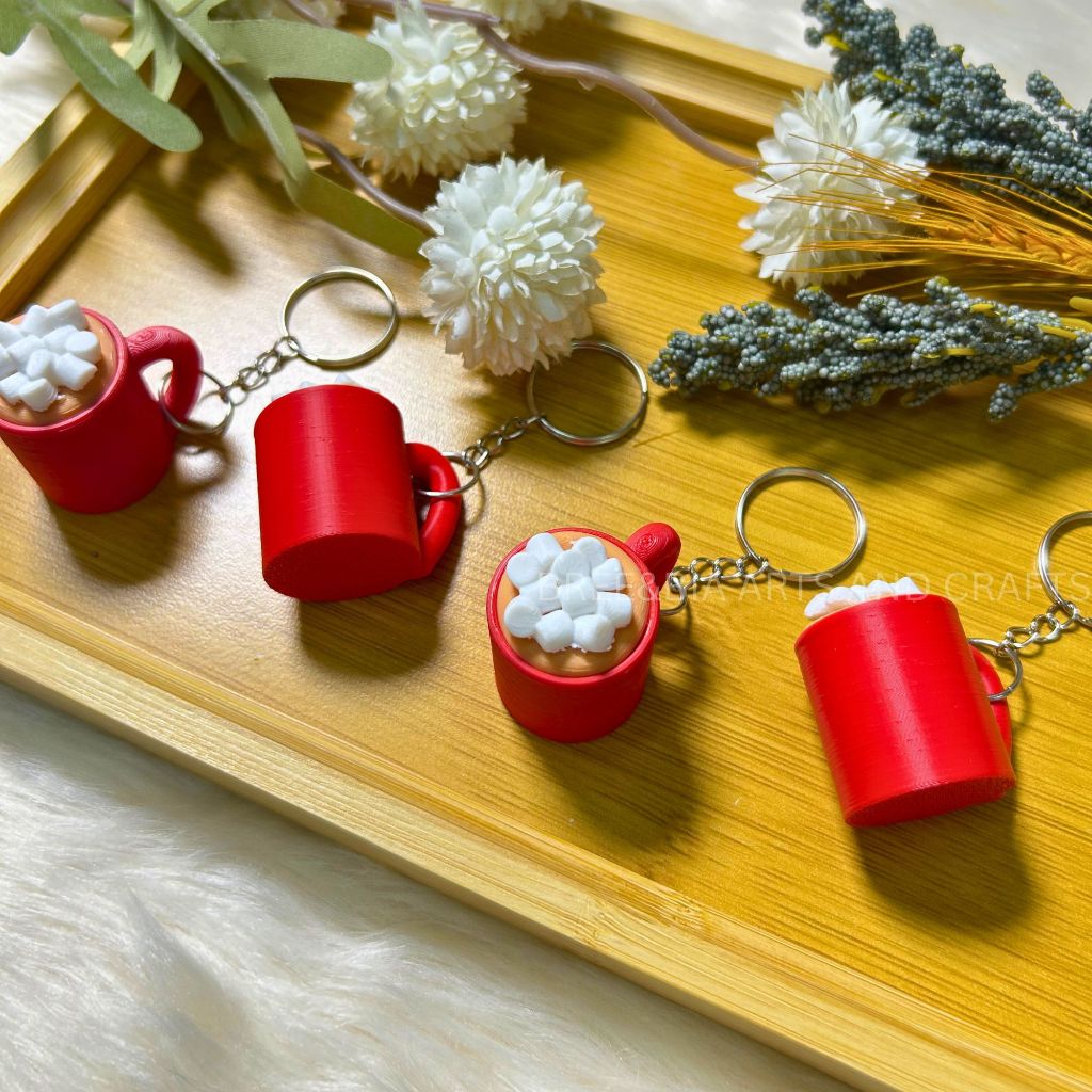 Cute Hot Cocoa Mug Keychain – Chocolate Keychain with Marshmallows ...