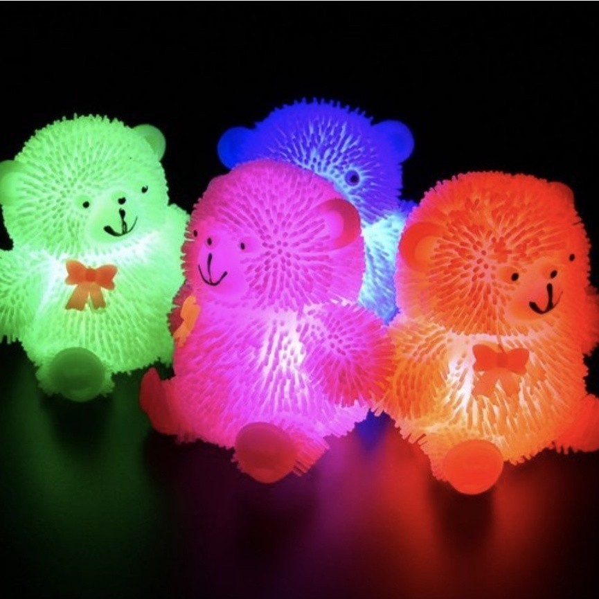 squishy toy w/led Cute Squidgy LED Flashing Puffer Ball Squeeze Stress